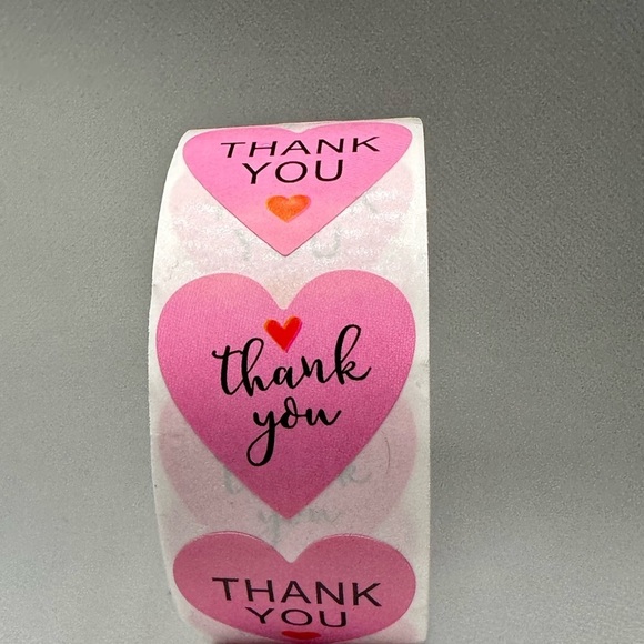 THANK YOU HEART STICKERS ENVELOPE SEALS LABELS STICKERS CRAFTS 1" ROUND - Picture 5 of 5